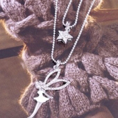 韩版时尚天使星星满钻双层项链 白色