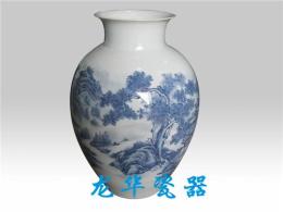 景德镇青花瓷器花瓶 手绘青花山水陶瓷花瓶 陶瓷收藏品