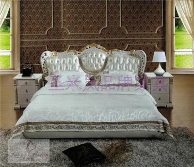软床 圣米岚 856 新款白色欧式雕刻真皮软床 双人床