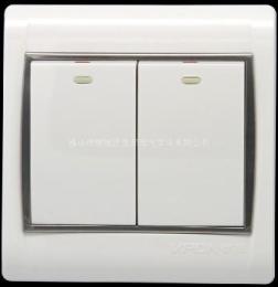 VPON曼邦電氣 兩位開關 墻壁開關 電源開關 拉絲金屬框