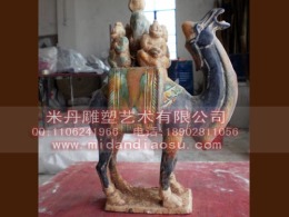 供应历史模型 唐三彩骆驼俑 景德镇五彩瓷盘陶瓷工艺