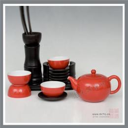 日用精品藝術(shù)茶壺 景德鎮(zhèn)制 顏色釉 中國(guó)紅釉工夫茶具