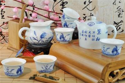 7头硕果累累陶瓷功夫茶具 景德镇青花瓷手绘茶具