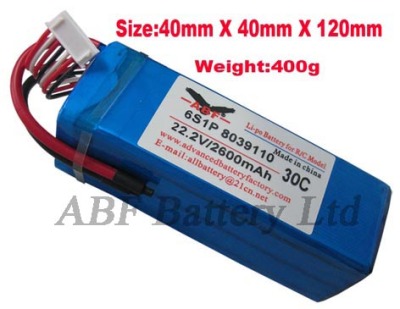 供应高倍率聚合物锂电池组22.2V/2600mAh 30C