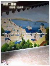 地中海电视背景墙手绘装饰