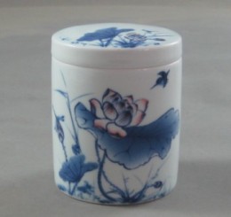 花边直身罐 五彩荷趣瓷器罐 可LOGO印制陶瓷罐