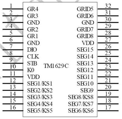 TM1629C天微原厂数码管LED显示IC