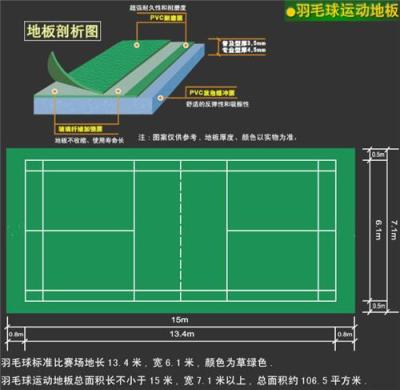 杭州羽毛球场塑胶地板卷材杭州羽毛球场专用运动地板