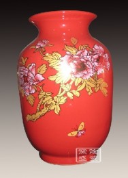 供应景德镇中国红陶瓷花瓶 开业乔迁礼品中国红陶瓷花瓶