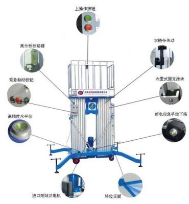 双桅柱铝合金升降平台/液压升降机/升降平台