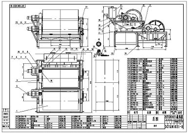 磁选机图纸 分级机图纸 永磁筒式磁选机图纸
