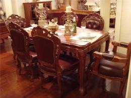 欧式餐桌 仿红木颜色 新古典风格
